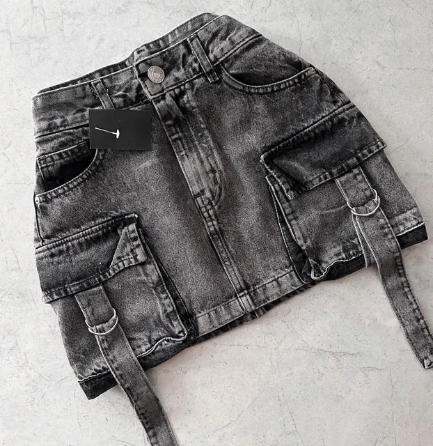 Dalina - A-lijn Denim Rok in Effen Kleur