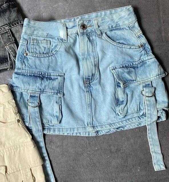 Dalina - A-lijn Denim Rok in Effen Kleur